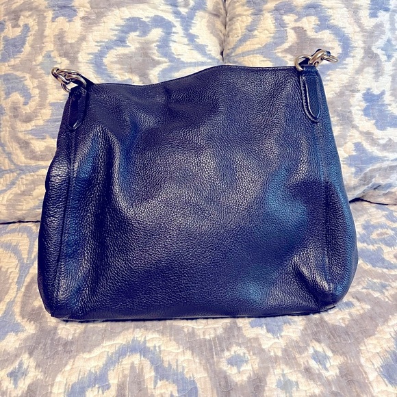 Classic Coach navy double strap shoulder bag triple compartment - Picture 2 of 7